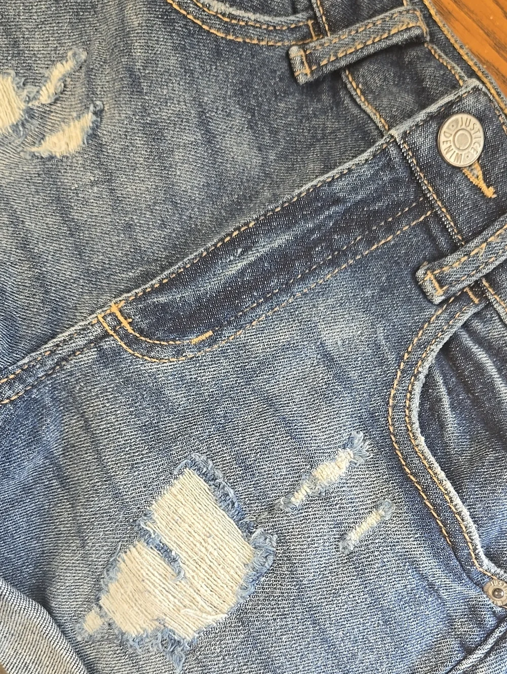 Girls Size 10 Justice Dark Blue Distressed Denim